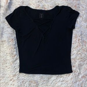 ME TO WE cross cross vneck tshirt